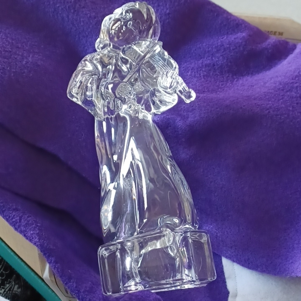 Mikasa Clear Crystal Angel Playing Violin Decoration Herald Collection Figurine
